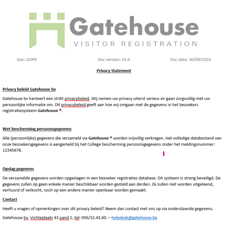 Gatehouse bezoekersregistratie Instructies 2