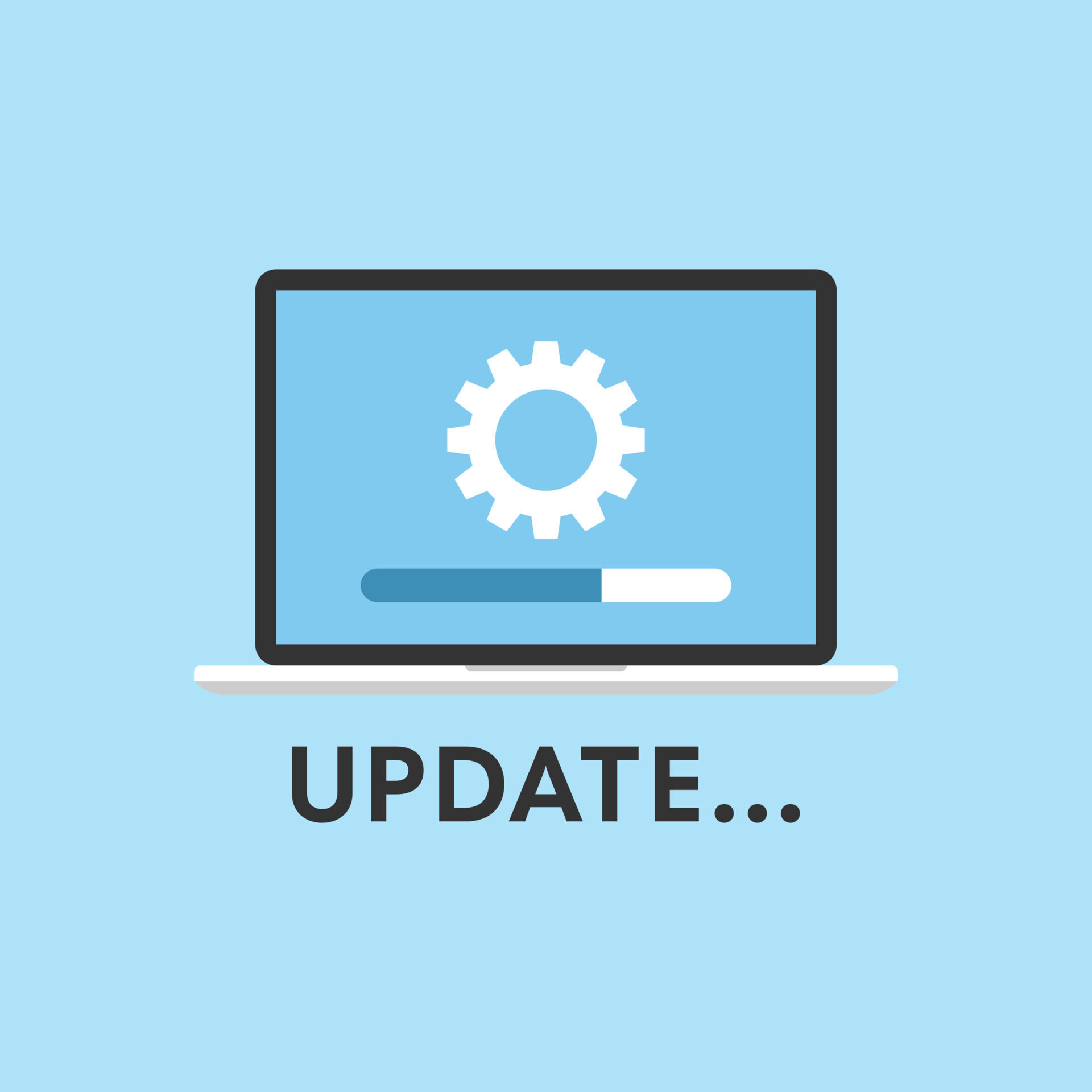 System update icon in flat style software upgrade illustration on isolated background laptop upload process sign business